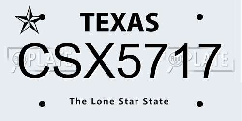 CSX5717 Texas License Plate