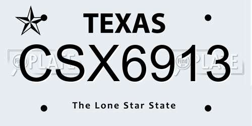 CSX6913 Texas License Plate