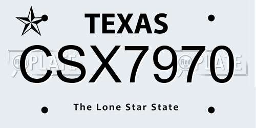 CSX7970 Texas License Plate