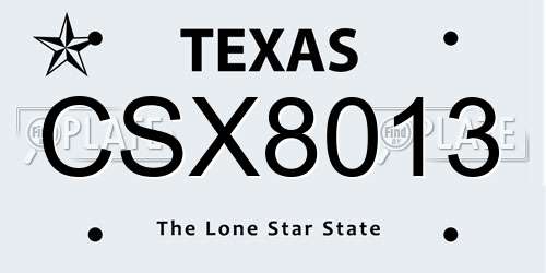 CSX8013 Texas License Plate