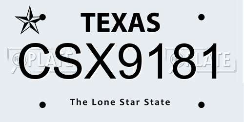 CSX9181 Texas License Plate