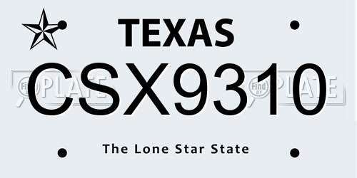 CSX9310 Texas License Plate