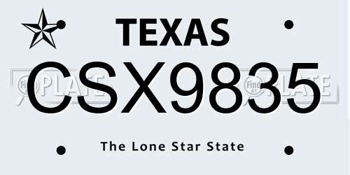 CSX9835 Texas License Plate