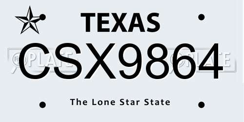 CSX9864 Texas License Plate