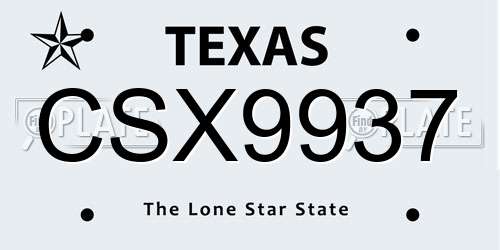 CSX9937 Texas License Plate