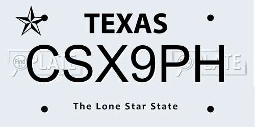 CSX9PH Texas License Plate