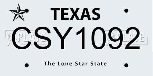 CSY1092 Texas License Plate