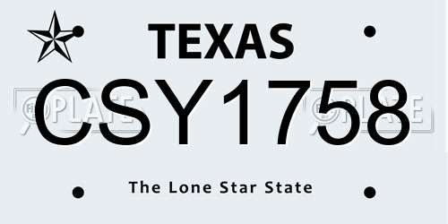 CSY1758 Texas License Plate