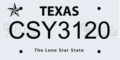 CSY3120 Texas License Plate