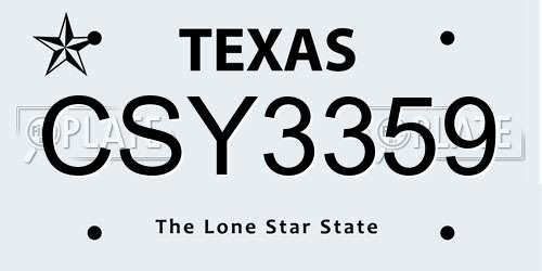 CSY3359 Texas License Plate