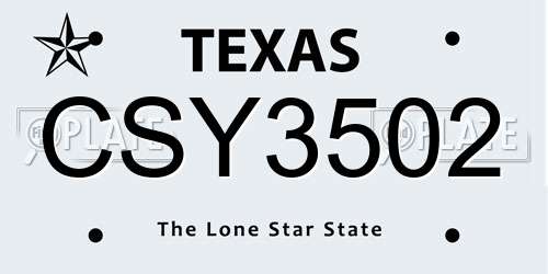 CSY3502 Texas License Plate