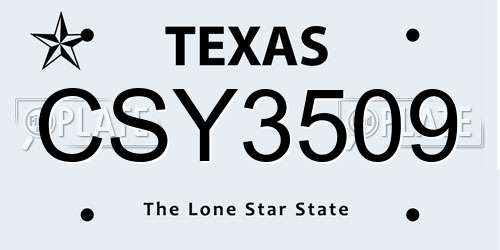 CSY3509 Texas License Plate