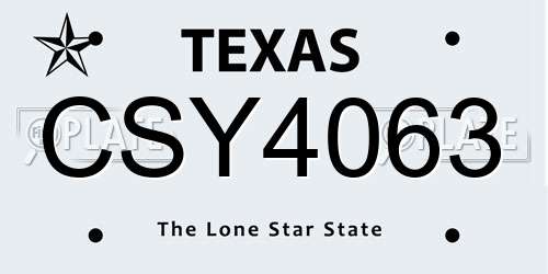 CSY4063 Texas License Plate