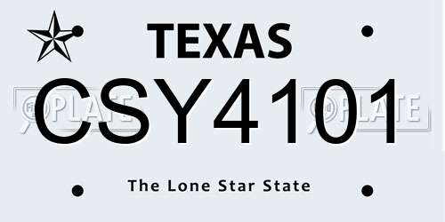 CSY4101 Texas License Plate
