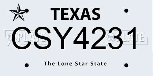 CSY4231 Texas License Plate