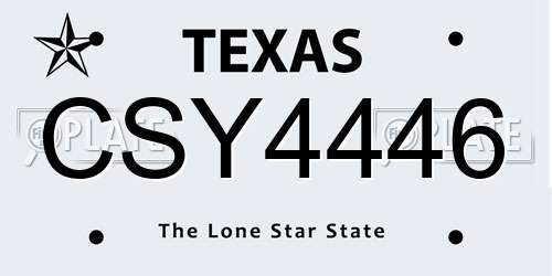 CSY4446 Texas License Plate