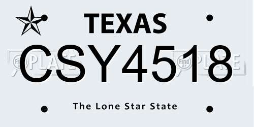 CSY4518 Texas License Plate
