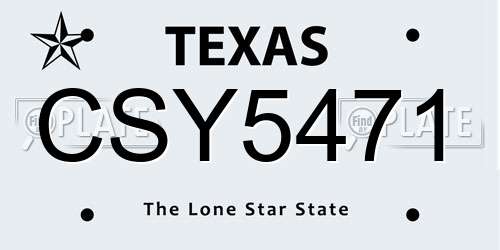 CSY5471 Texas License Plate