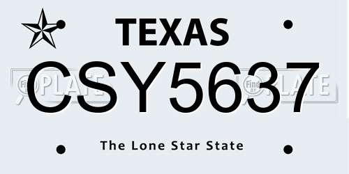 CSY5637 Texas License Plate