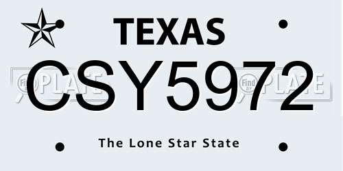 CSY5972 Texas License Plate
