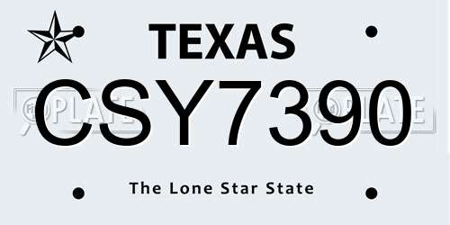 CSY7390 Texas License Plate