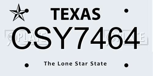 CSY7464 Texas License Plate
