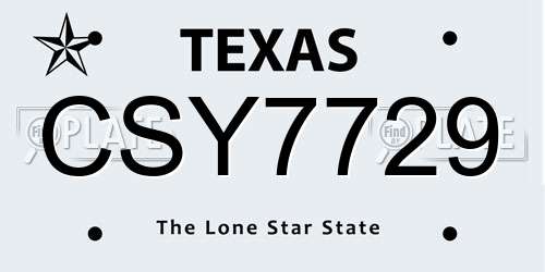 CSY7729 Texas License Plate