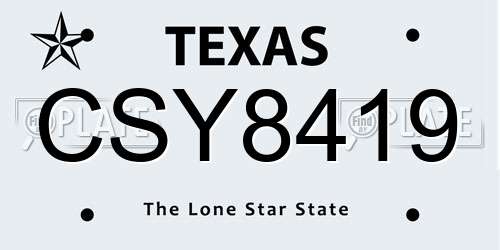 CSY8419 Texas License Plate
