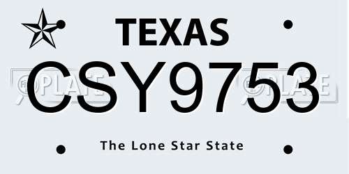 CSY9753 Texas License Plate