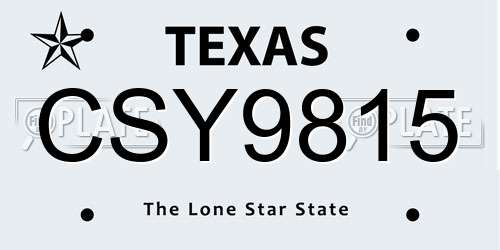 CSY9815 Texas License Plate