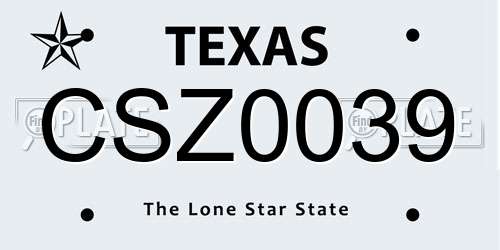 CSZ0039 Texas License Plate