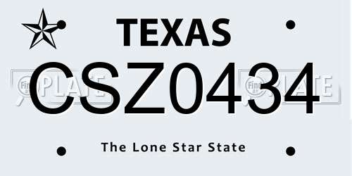 CSZ0434 Texas License Plate
