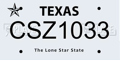 CSZ1033 Texas License Plate