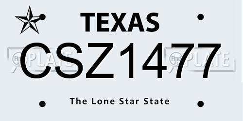 CSZ1477 Texas License Plate