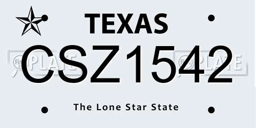 CSZ1542 Texas License Plate