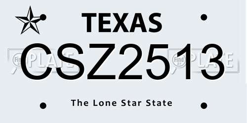 CSZ2513 Texas License Plate