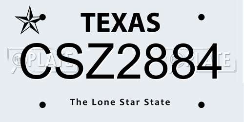 CSZ2884 Texas License Plate