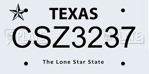 CSZ3237 Texas License Plate