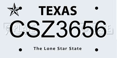 CSZ3656 Texas License Plate