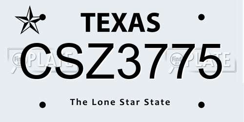 CSZ3775 Texas License Plate