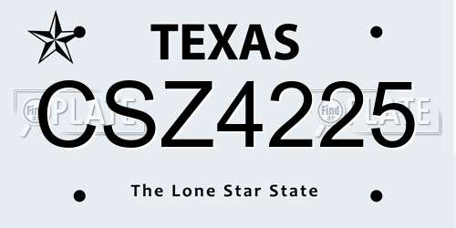 CSZ4225 Texas License Plate