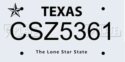 CSZ5361 Texas License Plate