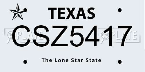 CSZ5417 Texas License Plate