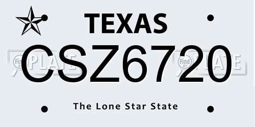 CSZ6720 Texas License Plate