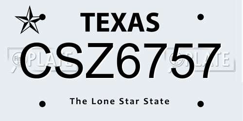 CSZ6757 Texas License Plate