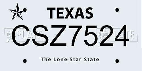 CSZ7524 Texas License Plate