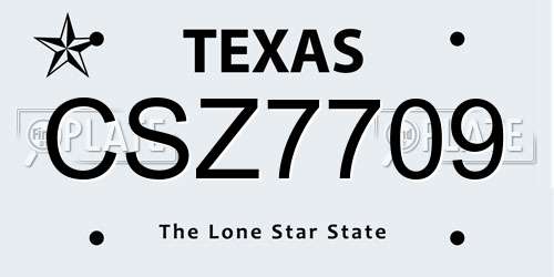 CSZ7709 Texas License Plate