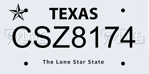 CSZ8174 Texas License Plate