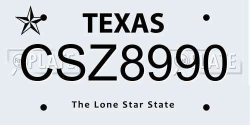 CSZ8990 Texas License Plate