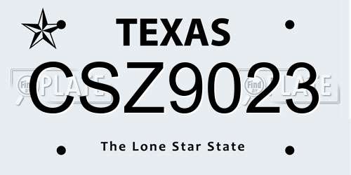 CSZ9023 Texas License Plate
